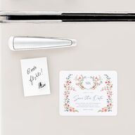 Fairytale Wildflower Crest Save The Date Magnets Pure White Magnet Paper