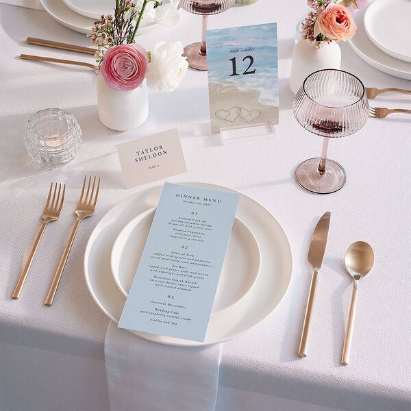 Beach Monogram Table Numbers Baby Blue Signature