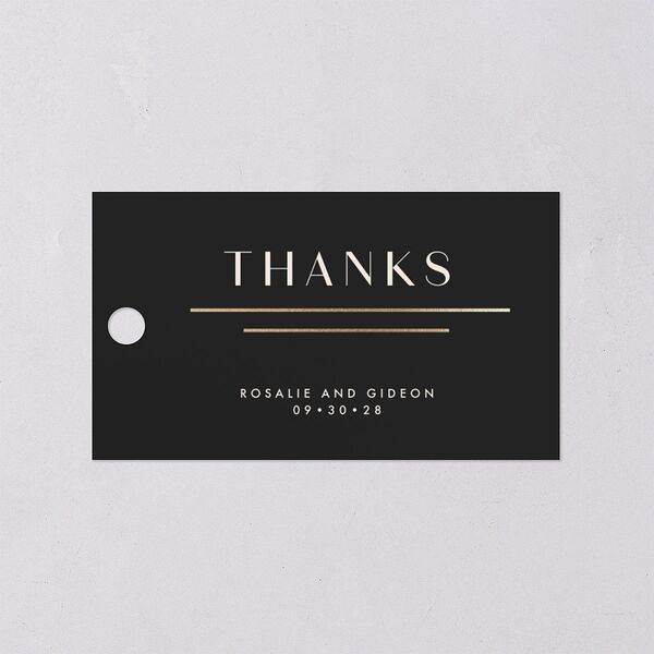 Refined Frame Favor Gift Tags Gold Charcoal Signature
