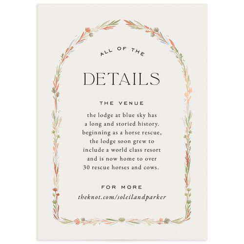Delicate Boho Wedding Enclosure Cards Rose Gold Champagne Signature