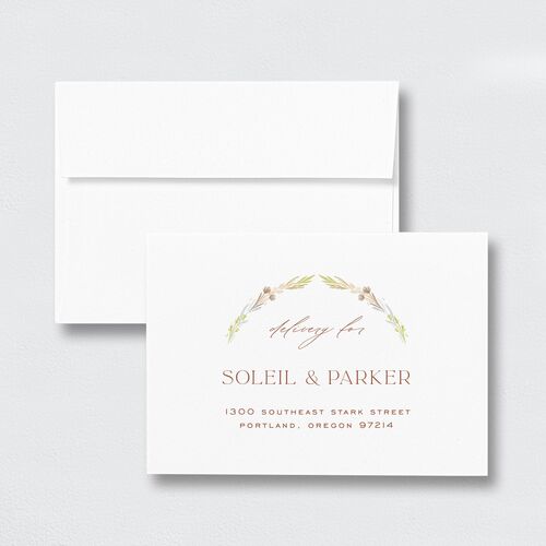 Delicate Boho Response Card Envelopes White Standard Copper Return Address Signature