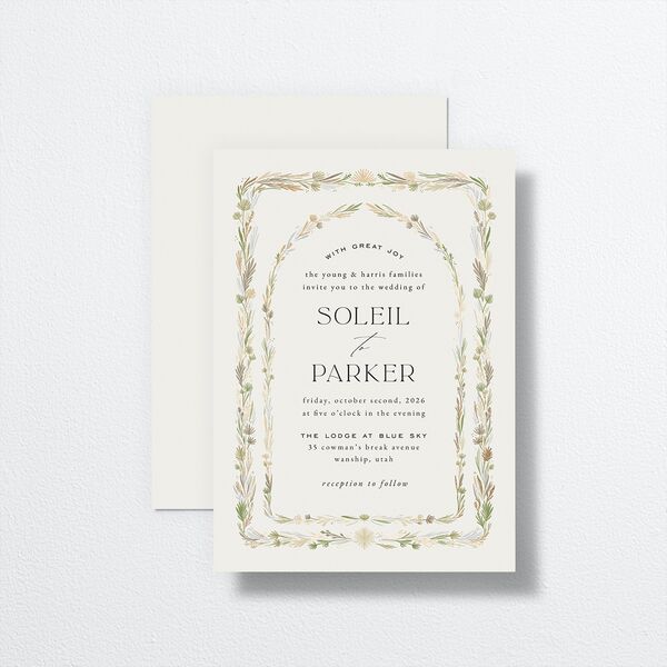 Delicate Boho Wedding Invitations Gold Champagne Signature No