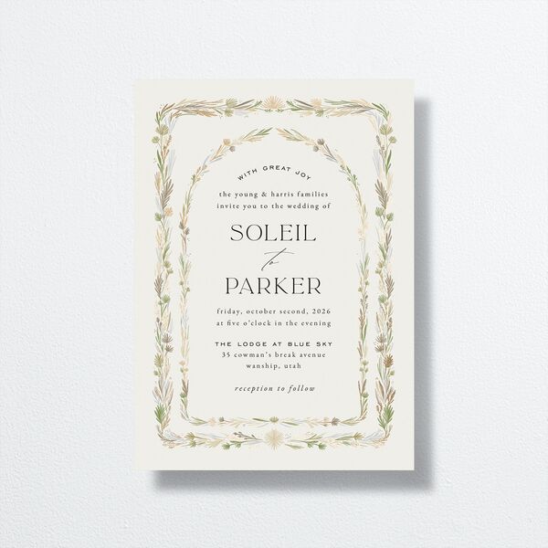 Delicate Boho Wedding Invitations Gold Champagne Signature No