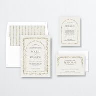 Delicate Boho Wedding Invitations Gold Champagne Signature No
