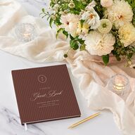Vintage Oval Monogram Guest Books Merlot
