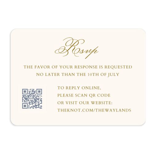 Romantic Rococo QR Code RSVP Cards Dusty Blue Signature Rounded