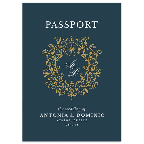 Timeless Passport Wedding Invitations Midnight Navy Signature Blank No Standard