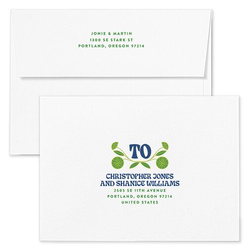 Wedstock Save The Date Card Envelopes White Sky Both Recipient and Return Addresses Signature Standard