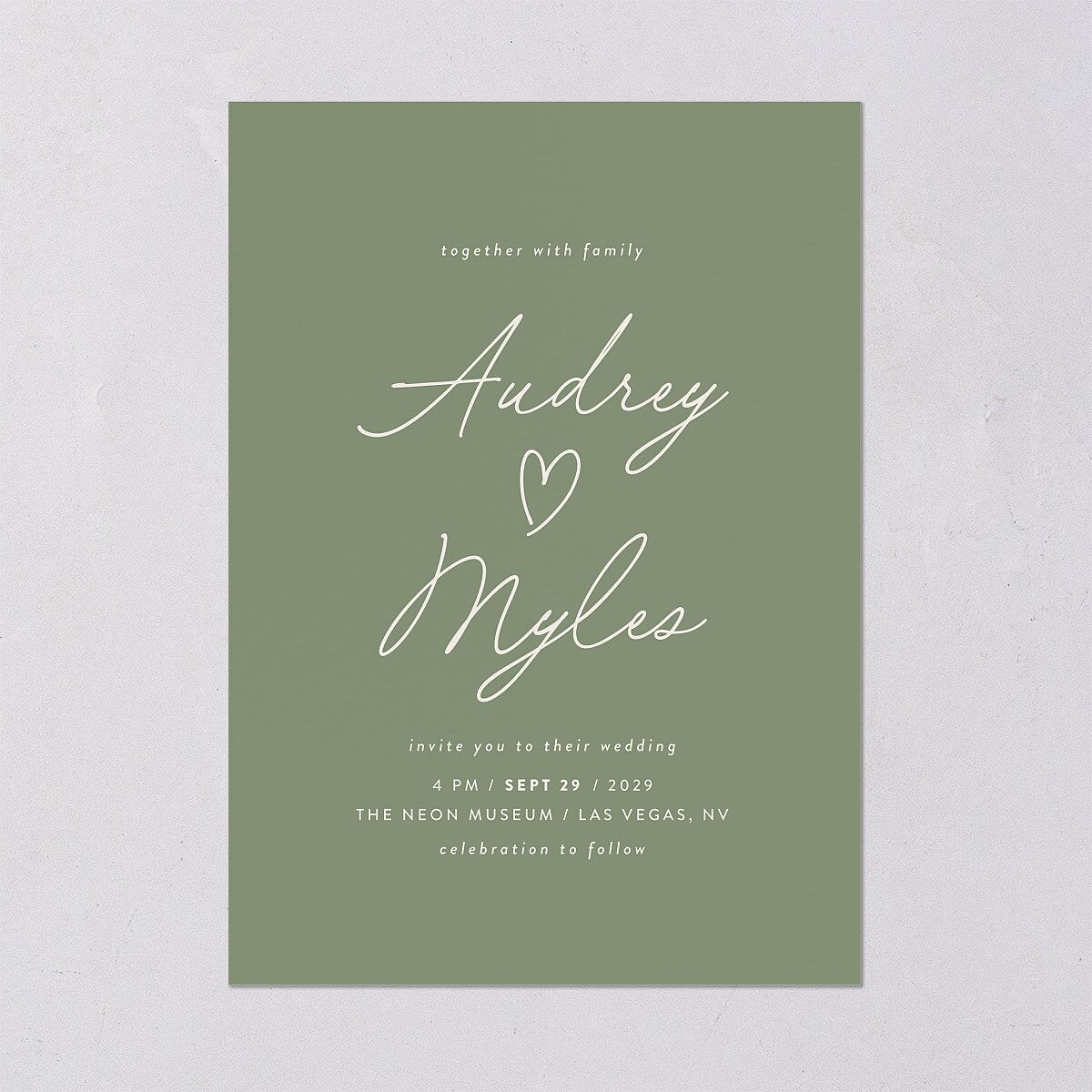 Elegant Heart Wedding Invitations Thyme Signature Blank No Standard