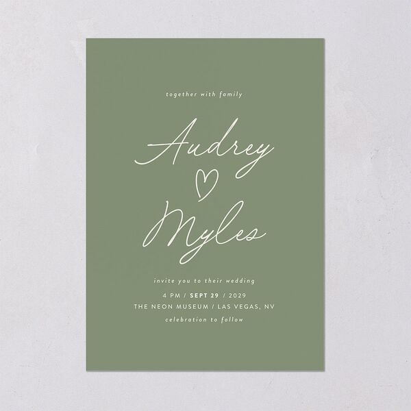 Elegant Heart Wedding Invitations Thyme Signature Blank No Standard