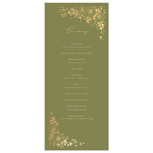 Baroque Garden Wedding Programs Gold Olive Signature
