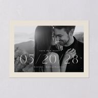 Minimalist Accent Leaf Save the Date Cards Linen Signature smooth Blank No Standard