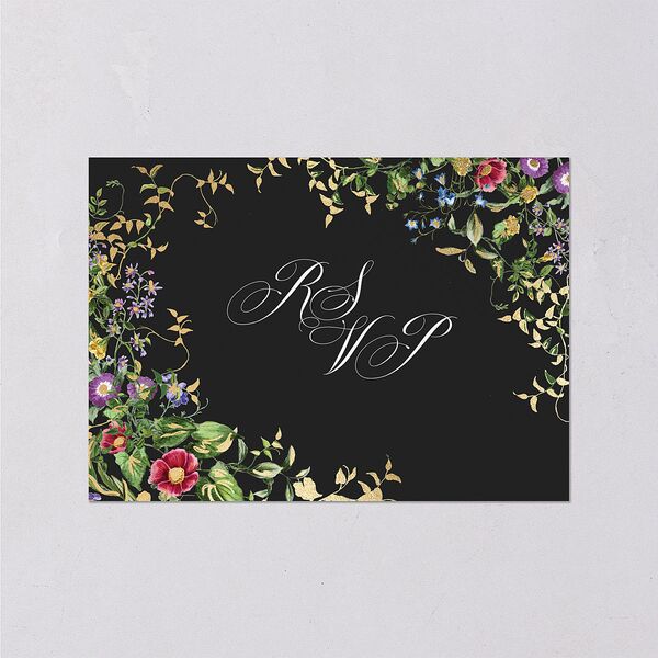 Opulent Garden Foil Wedding Response Cards Gold Pure White Signature Standard