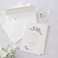 Elegant Farmhouse Lavender Wedding Invitations Ivory Signature Blank No Standard