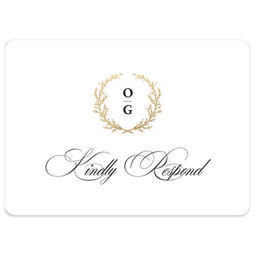 Gilded Wreath Wedding Response Cards Gold Pure White Signature Rounded