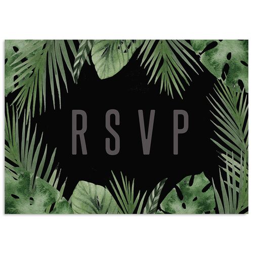 Tropical Leaves Wedding Response Cards Midnight Signature