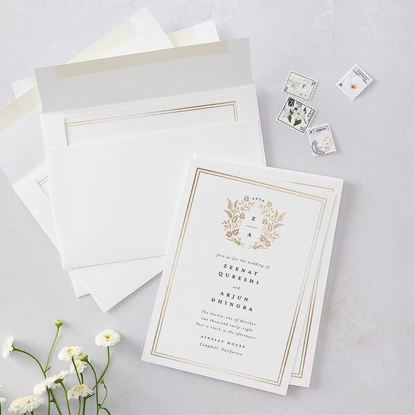 Rustic Kingdom Wedding Invitations Gold Dark Green Signature Blank No