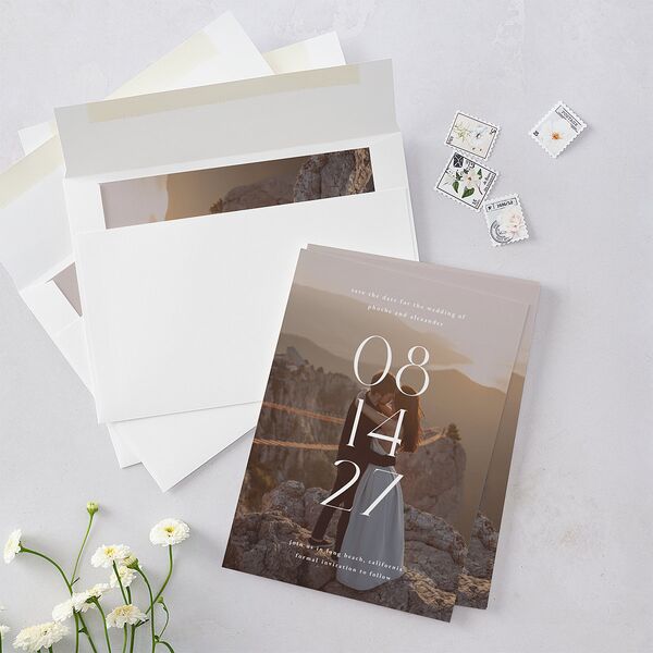 Striking Scene Save the Date Cards Dusty Rose Signature smooth Blank No Standard