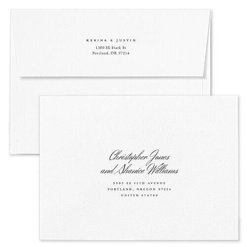 Vintage Lace Save The Date Card Envelopes White Burgundy Both Recipient and Return Addresses Signature Standard