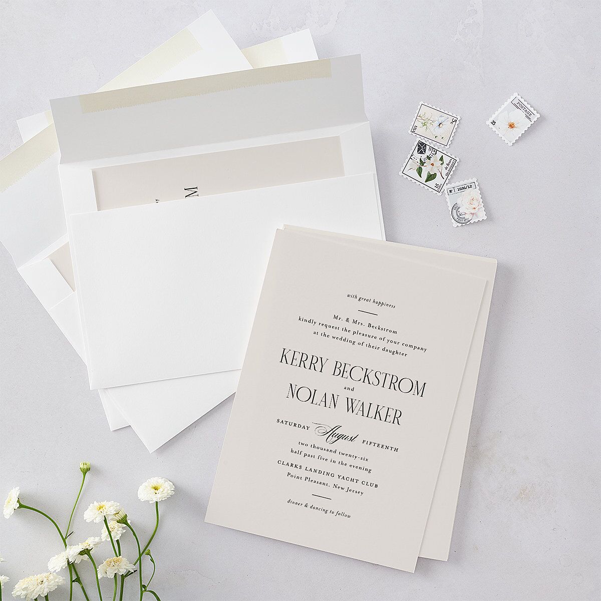 Cosmopolitan Wedding Invitations Champagne Signature Blank No Standard
