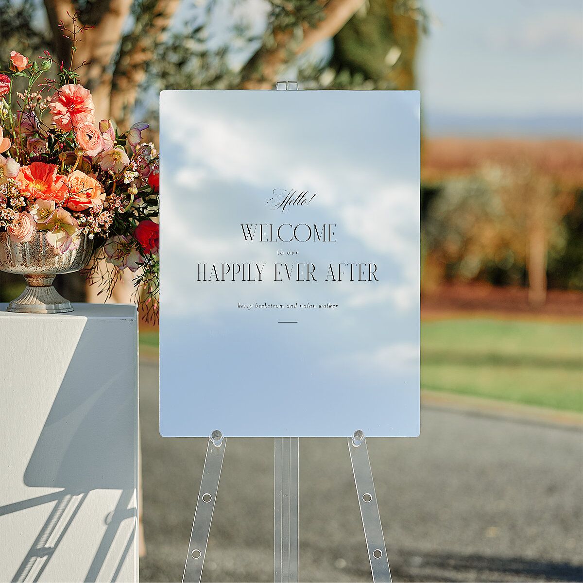 Cosmopolitan Mirrored Acrylic Welcome Sign Medium Champagne Mirrored Acrylic M Welcome Standard