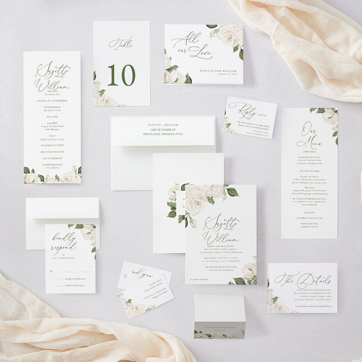 Romantic Garden Wedding Invitations Snow Signature Blank No Standard