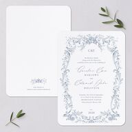 Antique Victorian Botanical Wedding Invitations Dusty Blue Signature Blank No Rounded