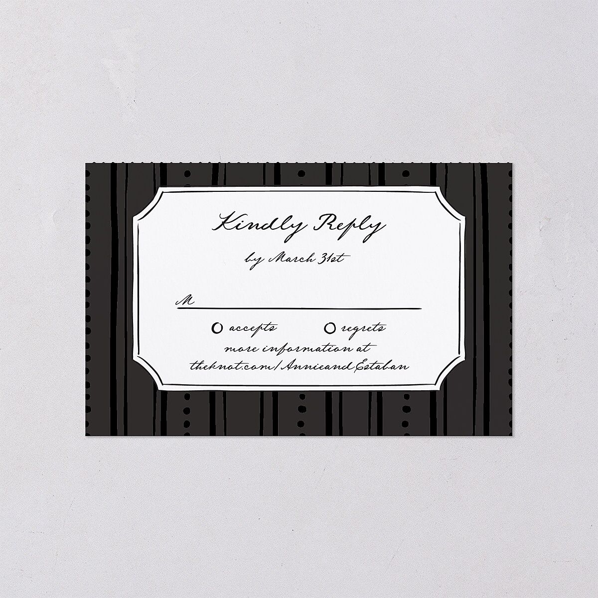 Vintage Candelabra with Bow All-in-One Wedding Invitations Charcoal Signature Light Both Recipient and Return Addresses No