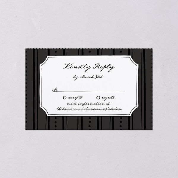 Vintage Candelabra with Bow All-in-One Wedding Invitations Charcoal Signature Light Both Recipient and Return Addresses No