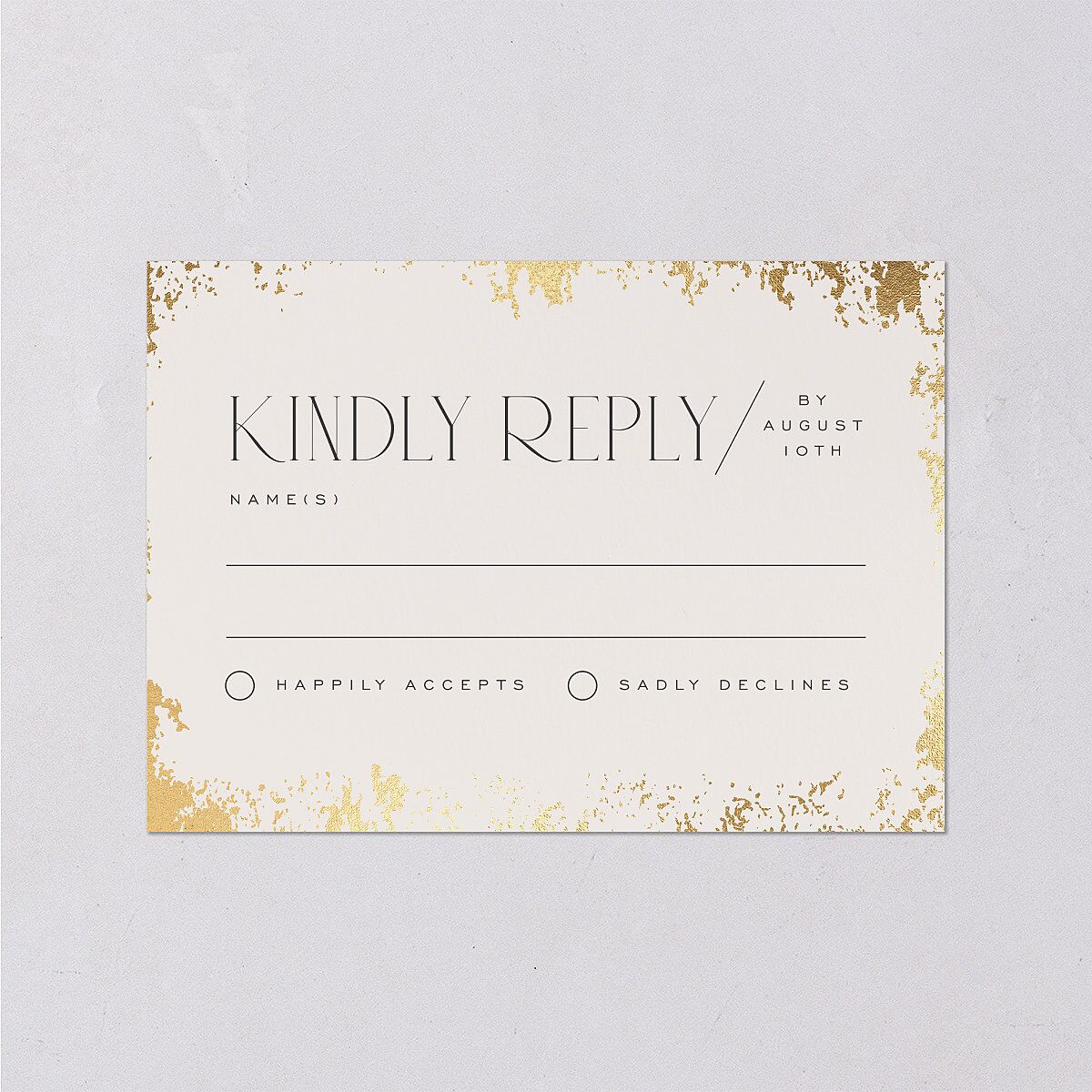 Metallic Edge Wedding Response Cards Gold Champagne Signature