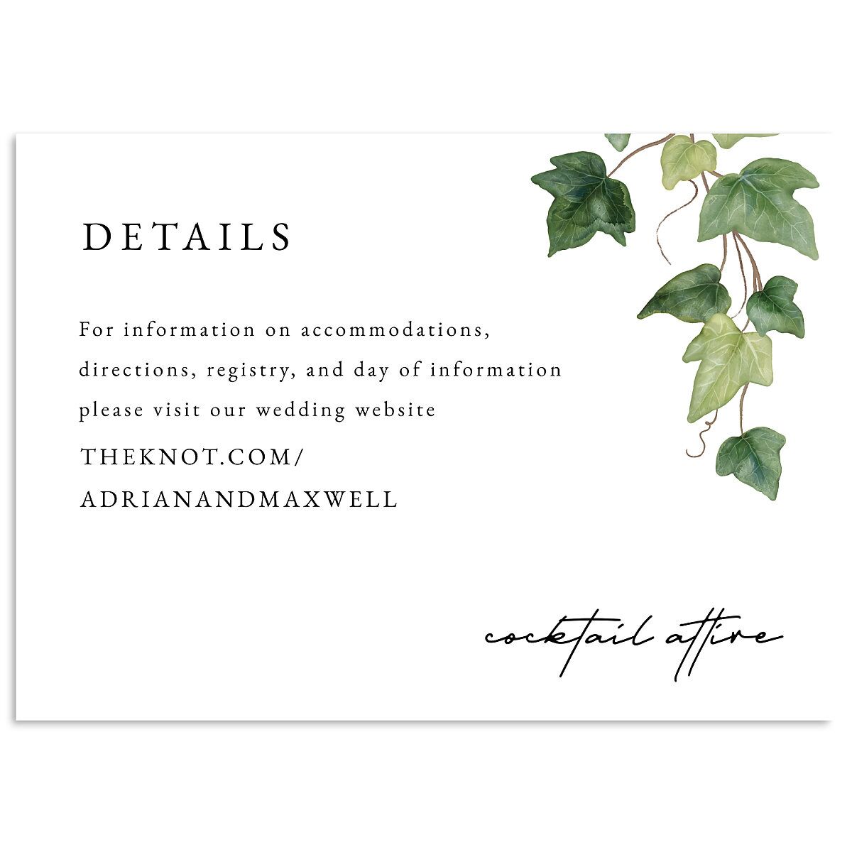 Elegant Ivy Wedding Enclosure Cards