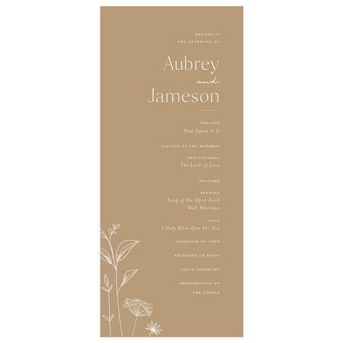 Simple Modern Wildflowers Wedding Programs Mocha Signature