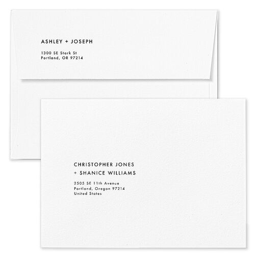 Modern Wave Save The Date Card Envelopes White Standard Cream Both Recipient and Return Addresses Signature