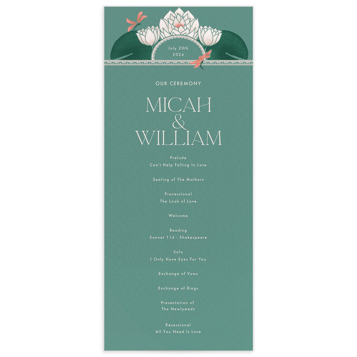 Twilight Pond Wedding Programs