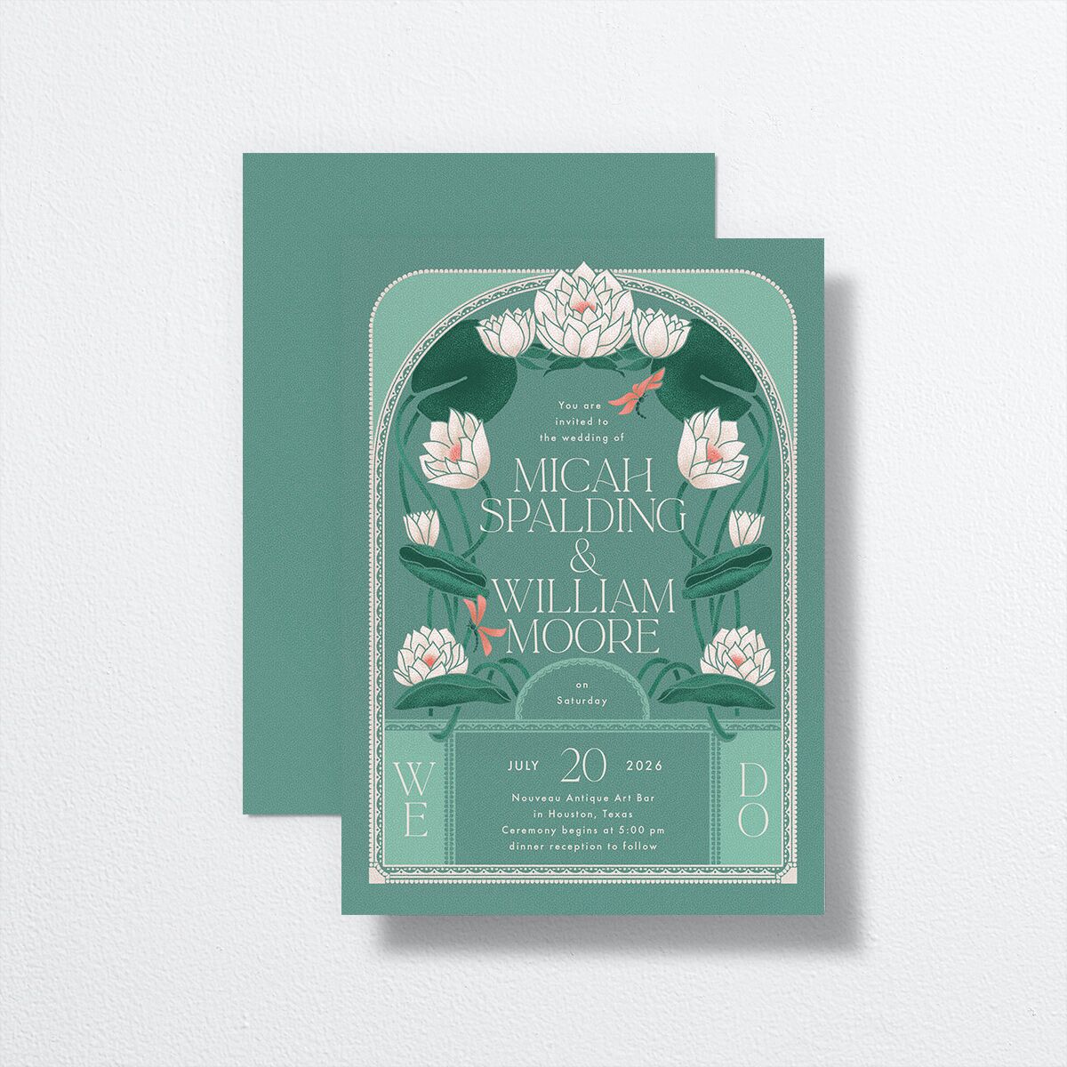 Twilight Pond Wedding Invitations front-and-back