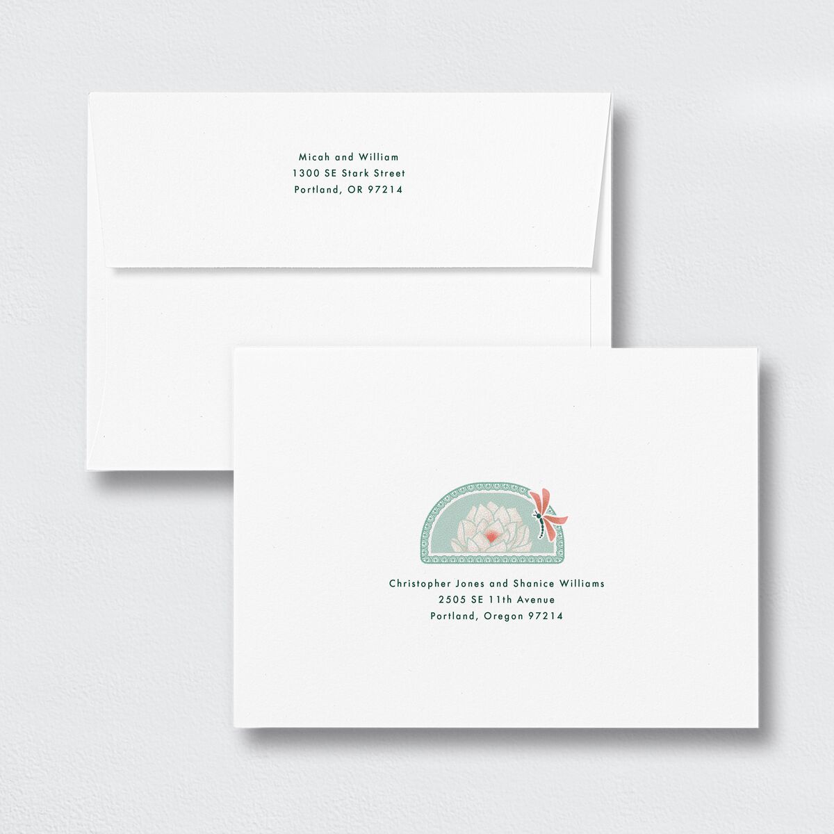 Twilight Pond Wedding Invitation Envelopes White Standard Sky Both Recipient and Return Addresses Signature