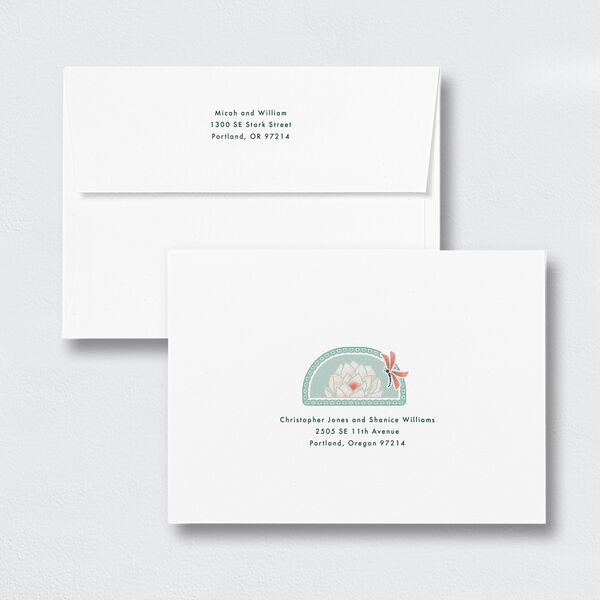 Twilight Pond Wedding Invitation Envelopes White Standard Sky Both Recipient and Return Addresses Signature
