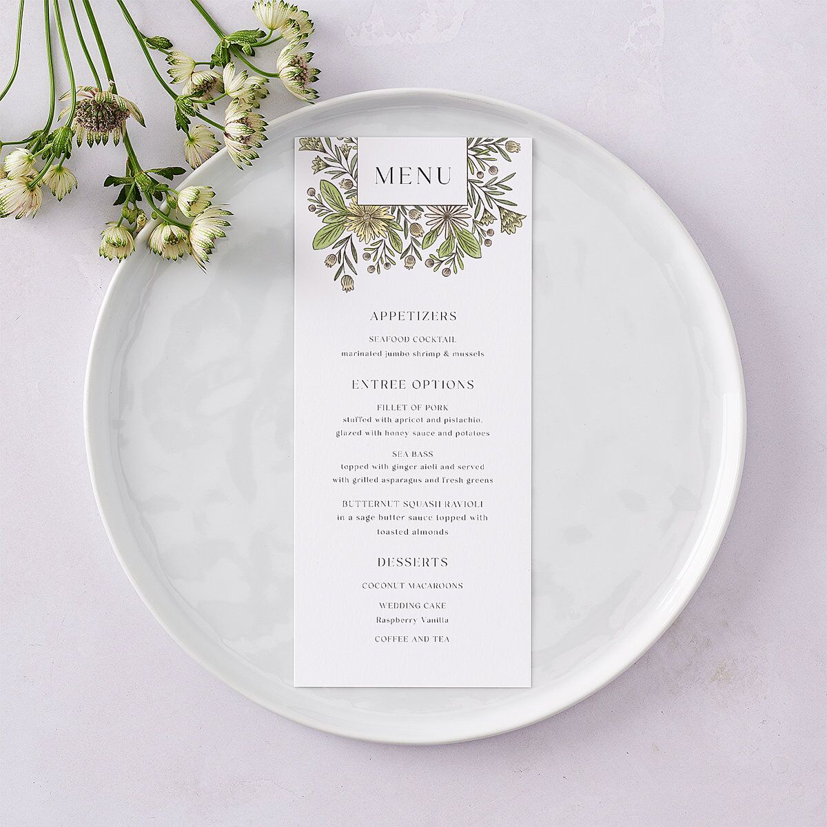 Timeless Wildflowers Menus Pear Signature