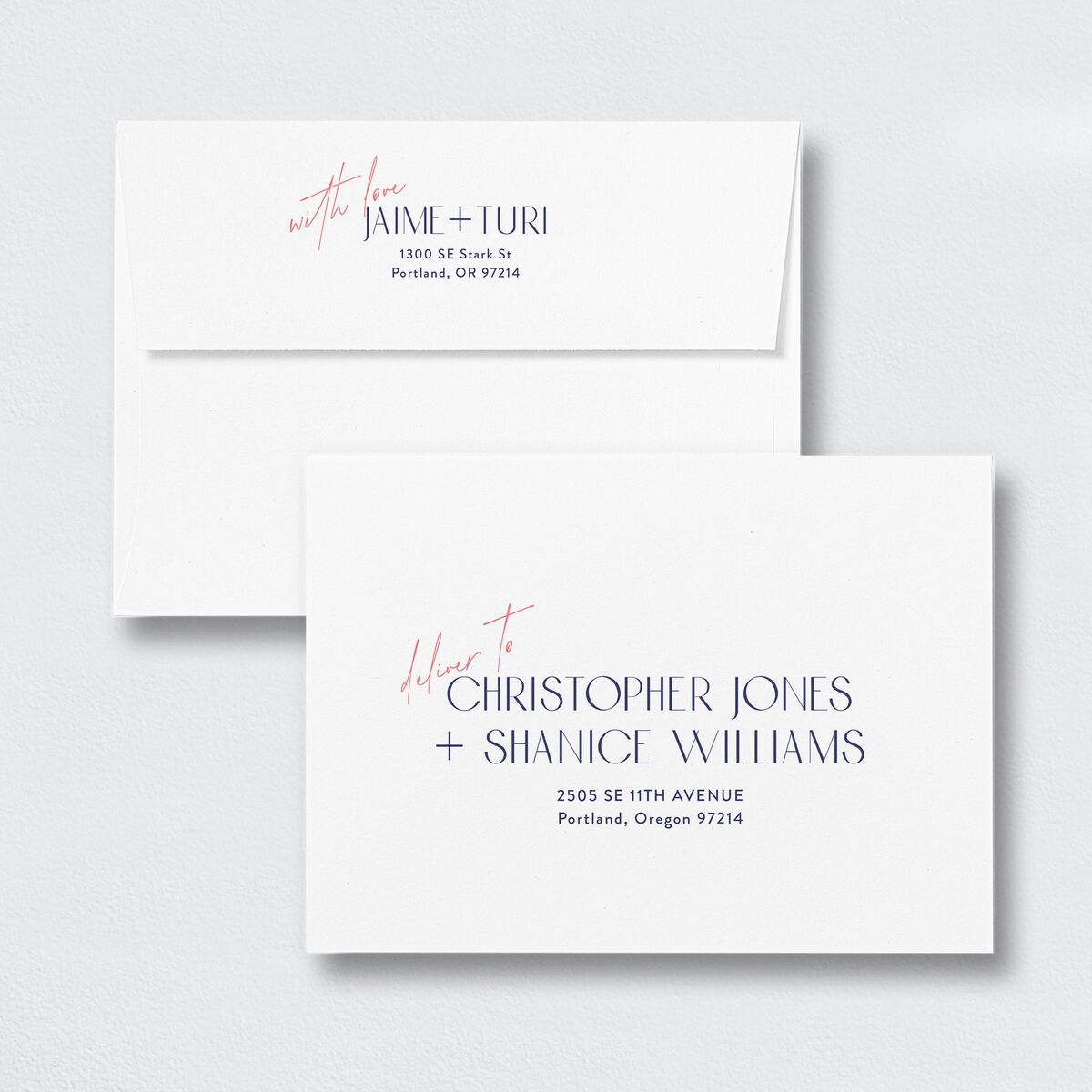 Overboard Save The Date Card Envelopes White Standard Dahlia Both Recipient and Return Addresses