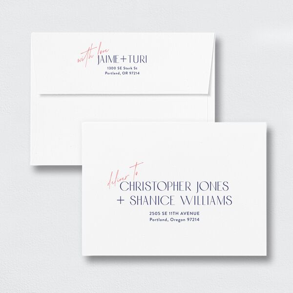 Overboard Save The Date Card Envelopes White Standard Dahlia Both Recipient and Return Addresses