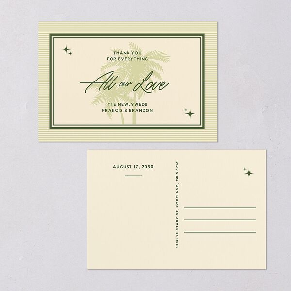 Retro Tropical Destination Thank You Postcards Pear