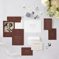 Vintage Oval Monogram Wedding Invitations Merlot Signature Blank No Standard