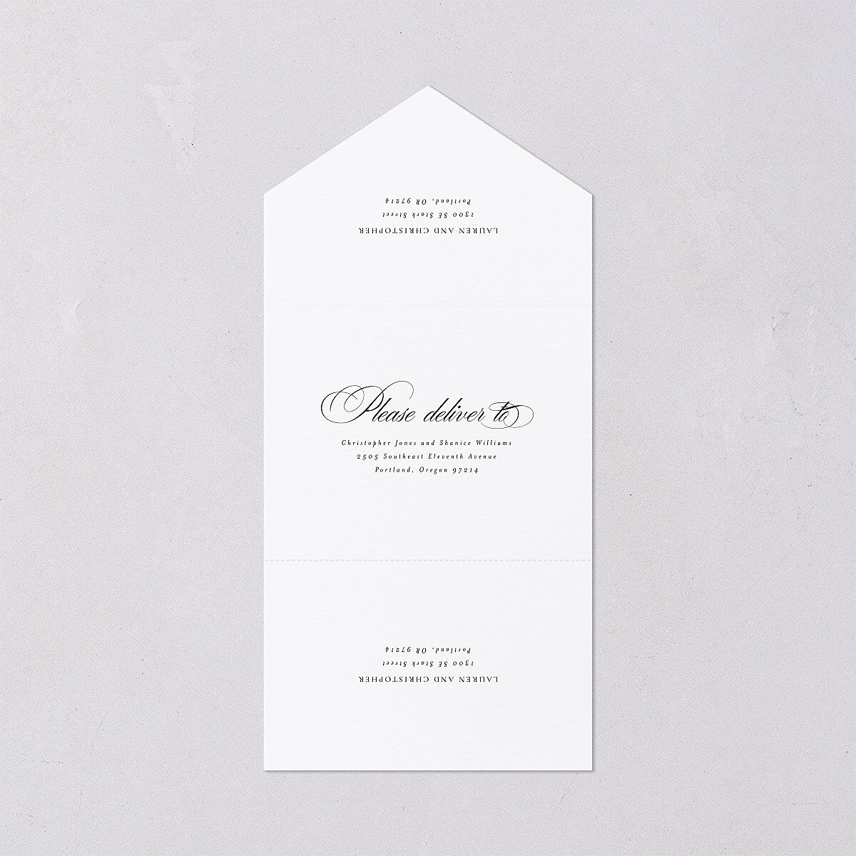 Lasting Frame All-in-One Wedding Invitations Pure White Signature Light Both Recipient and Return Addresses No