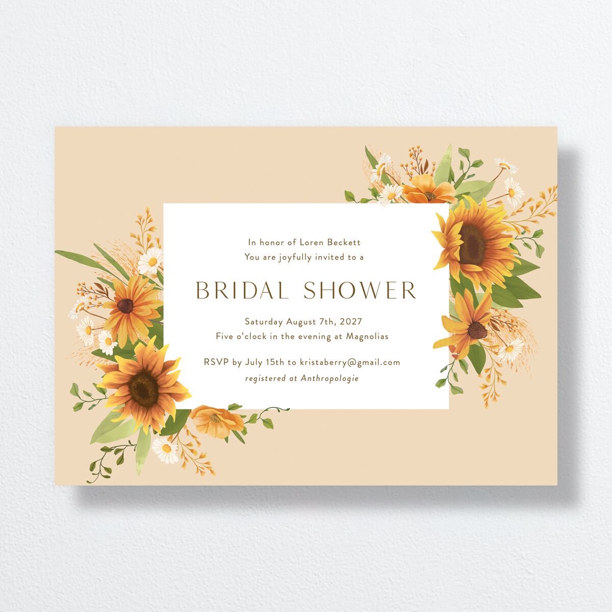 Sweet Sunflowers Bridal Shower Invitations Marigold Signature Standard