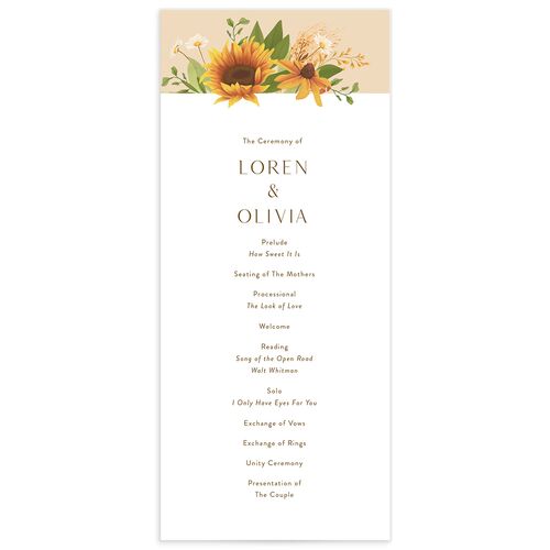 Sweet Sunflowers Wedding Programs