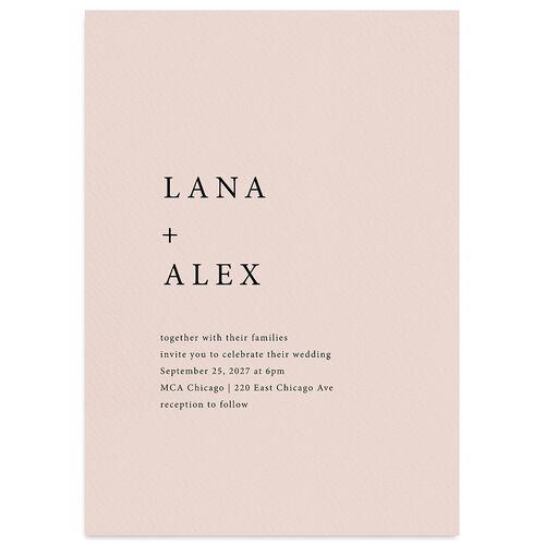 Natural Palette Wedding Invitations Pink Cotton Signature Blank No Standard