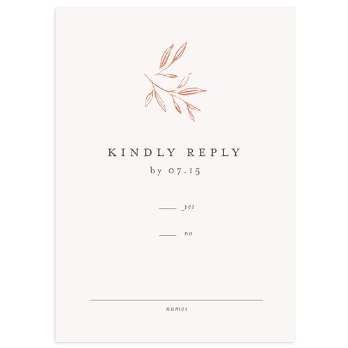 Shining Sprig Wedding Response Cards Rose Gold Mist Signature smooth