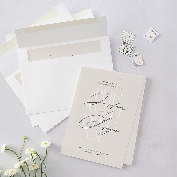 Overlay Wedding Invitations Champagne Signature Blank No Standard