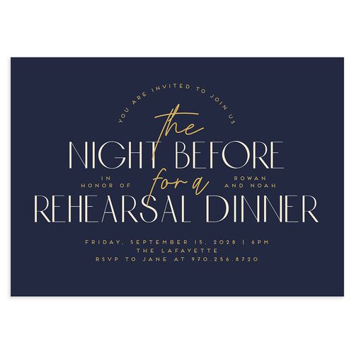 Headline Rehearsal Dinner Invitations Navy Signature Blank Standard