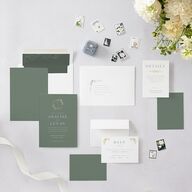 Monogram Leaves Wedding Invitations Gold Eucalyptus Signature Blank No Standard